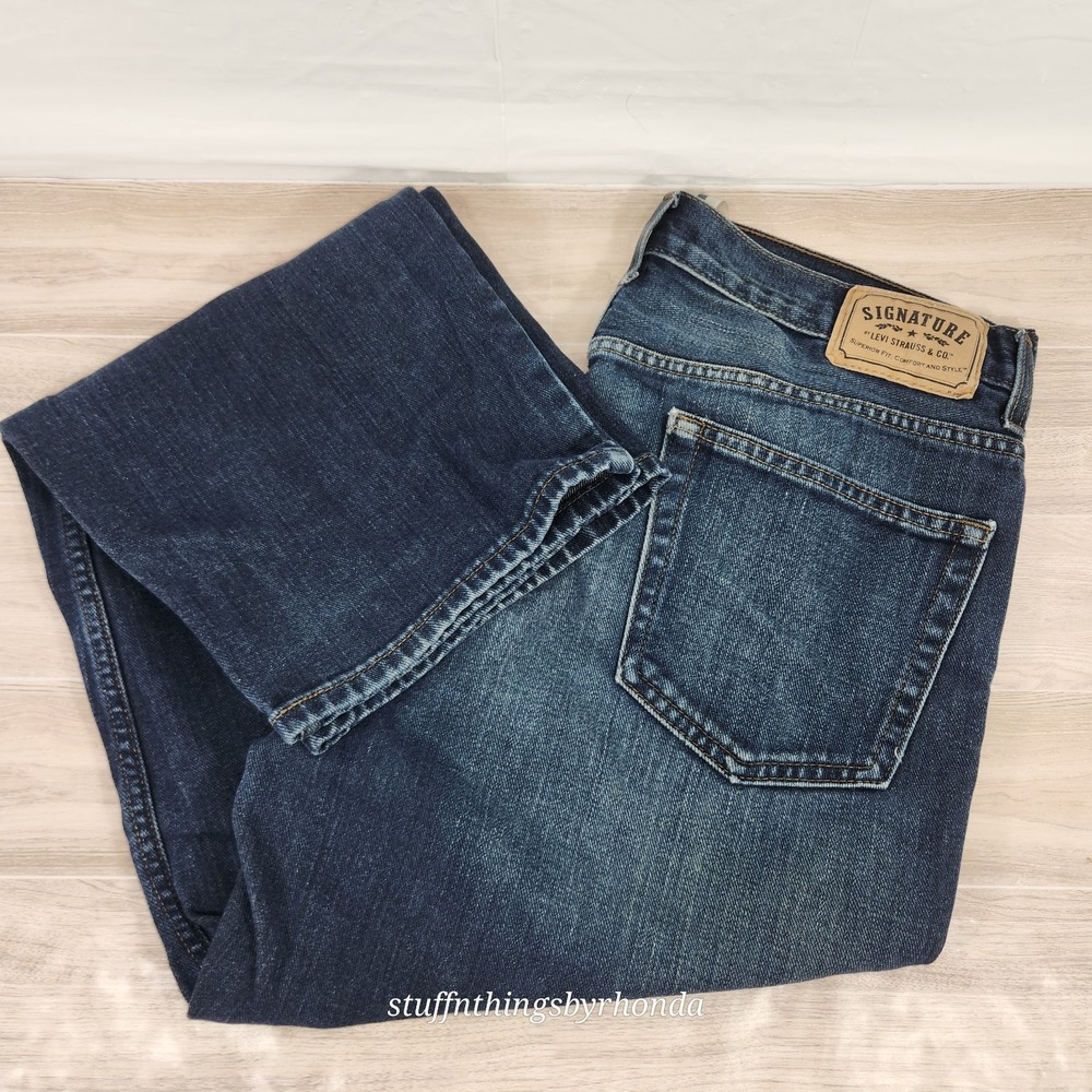 Levi's‎ Signature Jeans Men's 36 x 30 Relaxed Fit Straight Leg Blue Denim Pants